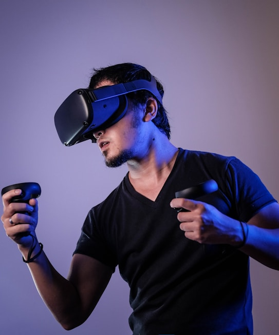 Professional using VR technology for digital solutions